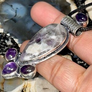 Chevron Amethyst Crystal Pendant 2 1/2”